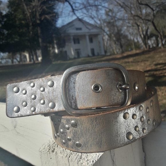Studded leather Boho Belt Bohemian Embellished Metal Grommets Rivets Studs Beltl main image 12